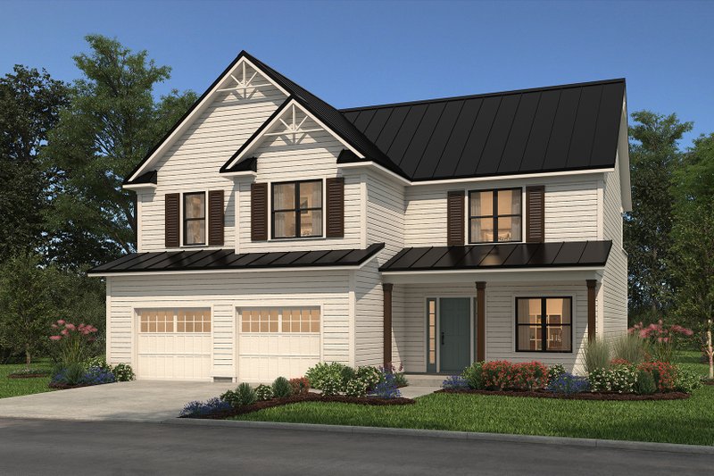 House Blueprint - Exterior - Front Elevation 3 for Farmhouse House Plan #497-68 - 4 bed, 2.5 bath