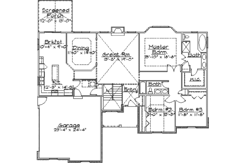 Home Plan - Floor Plan - Main Floor for Traditional House Plan #31-118 - 3 bed, 2 bath