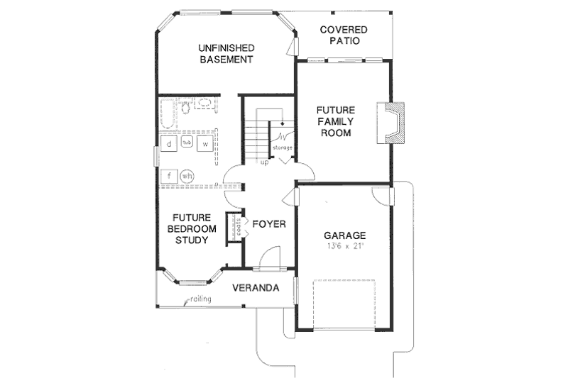 House Plan Design - Floor Plan - Lower Floor for Traditional House Plan #18-9035 - 2 bed, 1 bath