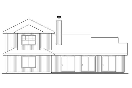 Exterior - Rear Elevation for Traditional House Plan #124-1041 - 3 bed, 3.5 bath