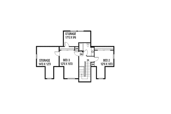 Floor Plan - Upper Floor for Traditional House Plan #60-575 - 3 bed, 3 bath