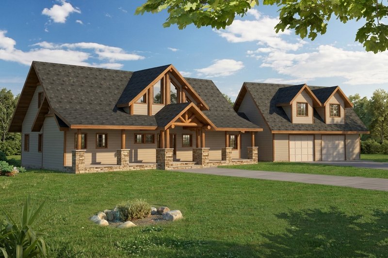 Exterior - Front Elevation 2 for Craftsman House Plan #117-703 - 3 bed, 2 bath