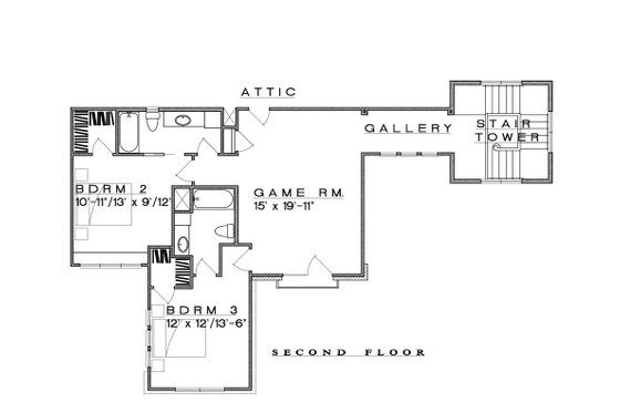 Floor Plan - Upper Floor for Contemporary House Plan #935-24 - 5 bed, 5 bath