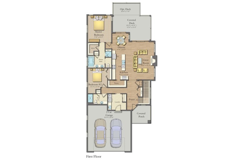 Dream House Plan - Floor Plan - Main Floor for Craftsman House Plan #1057-9 - 2 bed, 2 bath