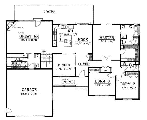 Traditional Floor Plan - Main Floor Plan #100-103