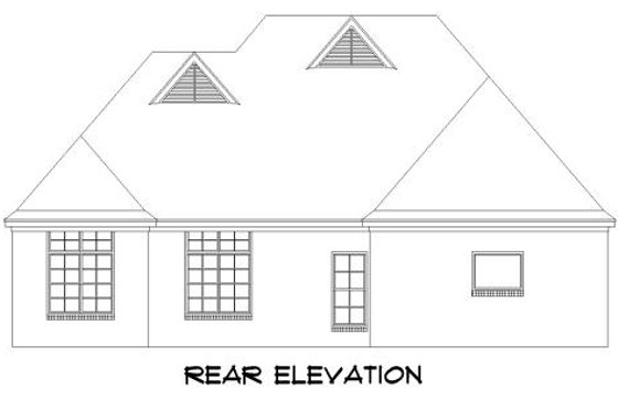 Exterior - Rear Elevation for European House Plan #424-295 - 3 bed, 2 bath