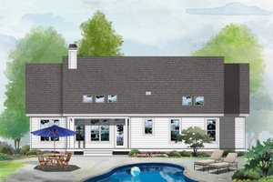 Exterior - Rear Elevation for Farmhouse House Plan #929-1119 - 3 bed, 2 bath