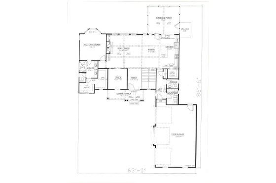 Floor Plan - Main Floor for Craftsman House Plan #437-128 - 3 bed, 3.5 bath