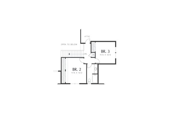 Upper Level Floor Plan - 2100 square foot Craftsman home
