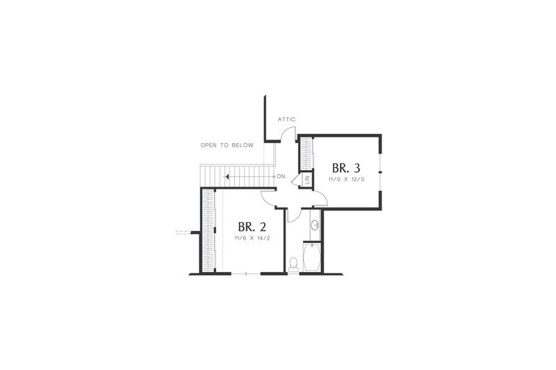 Architectural House Design - Upper Level Floor Plan - 2100 square foot Craftsman home