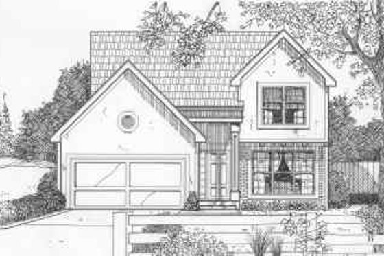 Exterior - Front Elevation for European House Plan #6-195 - 3 bed, 2.5 bath