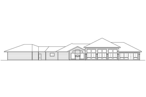 Exterior - Rear Elevation for Prairie House Plan #124-1160 - 3 bed, 4 bath
