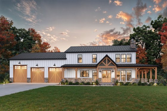 Exterior - Front Elevation 4 for Barndominium House Plan #1074-126 - 4 bed, 3 bath