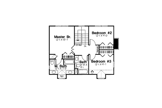 Floor Plan - Upper Floor for Cottage House Plan #312-826 - 3 bed, 2.5 bath