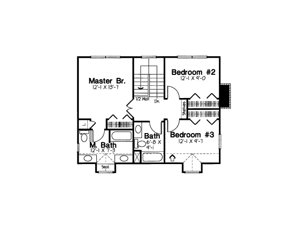Floor Plan - Upper Floor for Cottage House Plan #312-826 - 3 bed, 2.5 bath