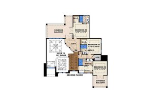 Floor Plan - Upper Floor for Mediterranean House Plan #27-539 - 4 bed, 5 bath