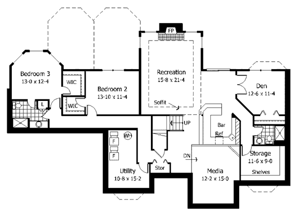 Traditional Floor Plan - Lower Floor Plan #51-184