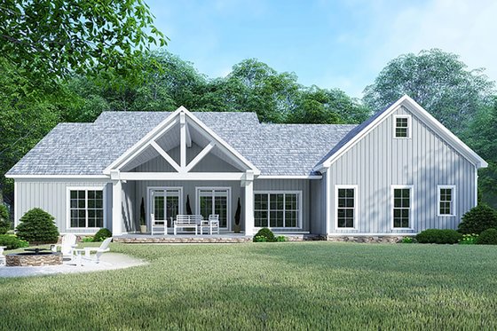 Exterior - Rear Elevation 2 for Country House Plan #923-122 - 4 bed, 3 bath
