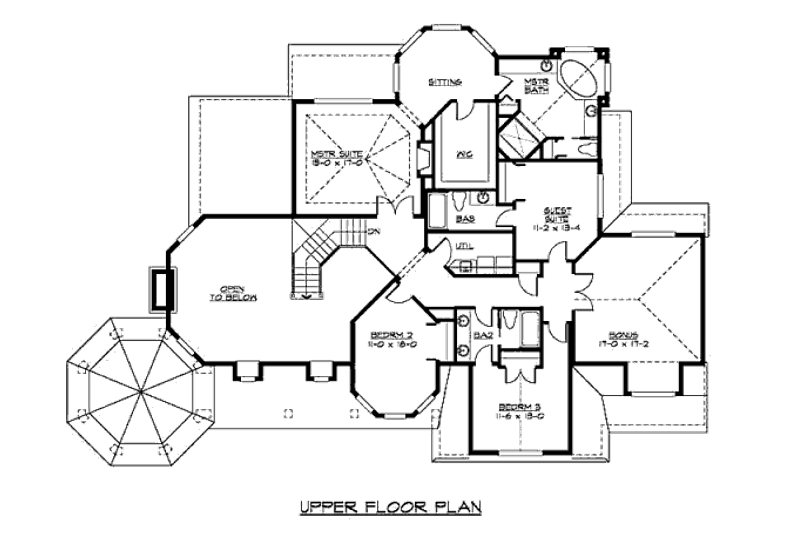 House Blueprint - Floor Plan - Upper Floor for Craftsman House Plan #132-159 - 4 bed, 3.5 bath