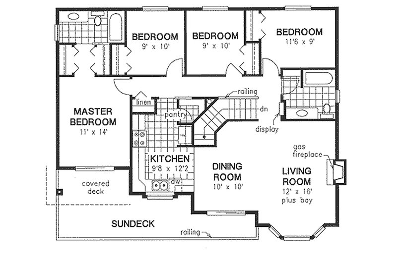 House Plan Design - Floor Plan - Main Floor for Traditional House Plan #18-1018 - 4 bed, 2 bath