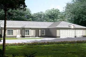 Adobe / Southwestern Exterior - Front Elevation Plan #1-1396