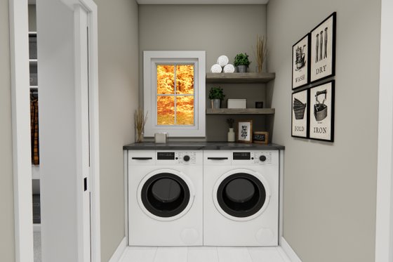 Interior - Laundry for Bungalow House Plan #51-1408 - 3 bed, 2.5 bath