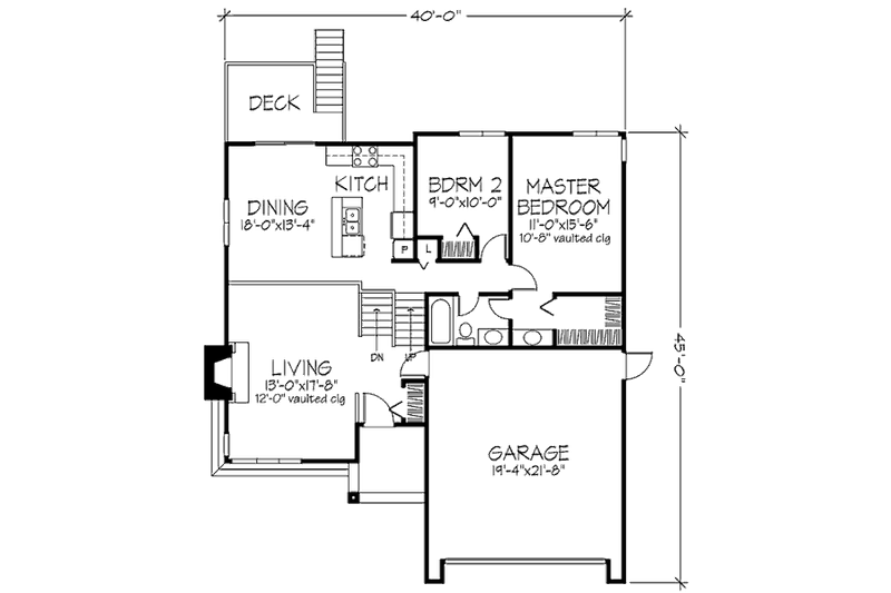 Home Plan - Floor Plan - Main Floor for Bungalow House Plan #320-338 - 4 bed, 2 bath