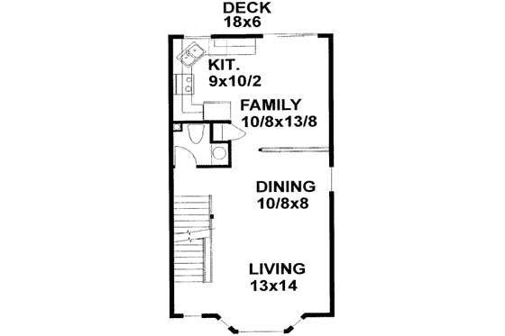Floor Plan - Main Floor for European House Plan #303-368 - 2 bed, 2.5 bath