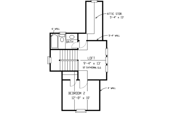 Floor Plan - Upper Floor for Farmhouse House Plan #410-105 - 2 bed, 2 bath