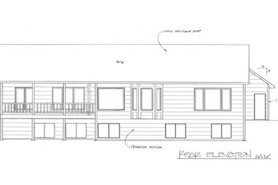Exterior - Rear Elevation for Traditional House Plan #58-199 - 3 bed, 2 bath