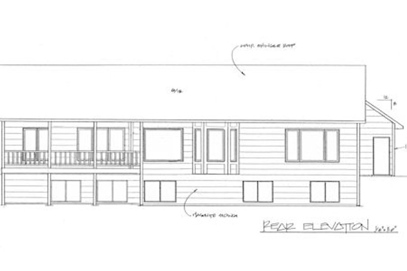 House Blueprint - Exterior - Rear Elevation for Traditional House Plan #58-199 - 3 bed, 2 bath