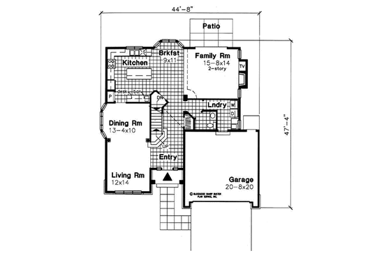 Floor Plan - Main Floor for Traditional House Plan #50-166 - 4 bed, 2.5 bath