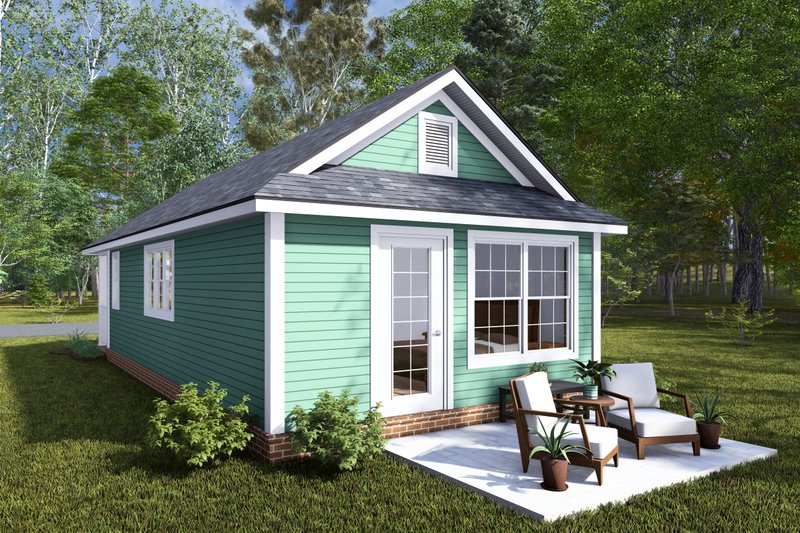 Architectural House Design - Exterior - Rear Elevation for Cottage House Plan #513-2280 - 1 bed, 1 bath