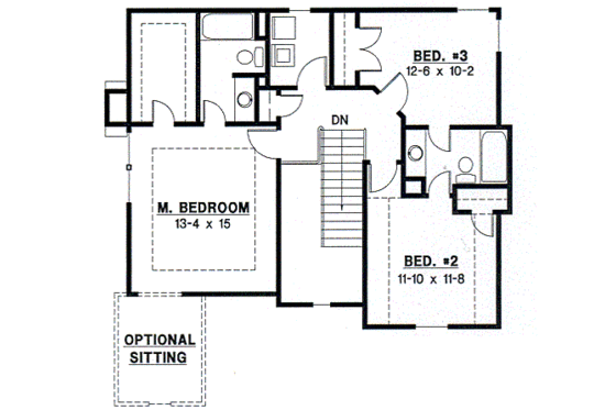 Floor Plan - Upper Floor for Traditional House Plan #67-510 - 3 bed, 2.5 bath
