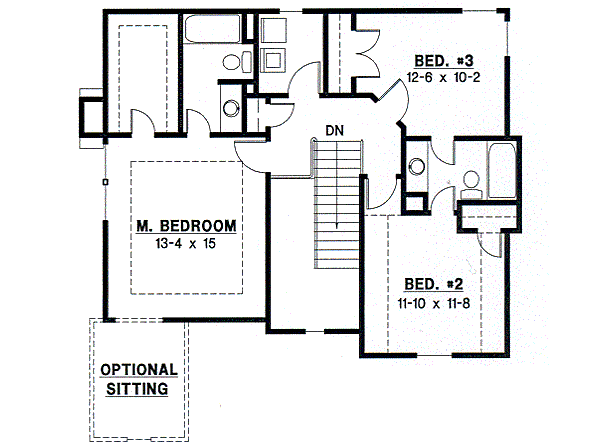 Traditional Floor Plan - Upper Floor Plan #67-510