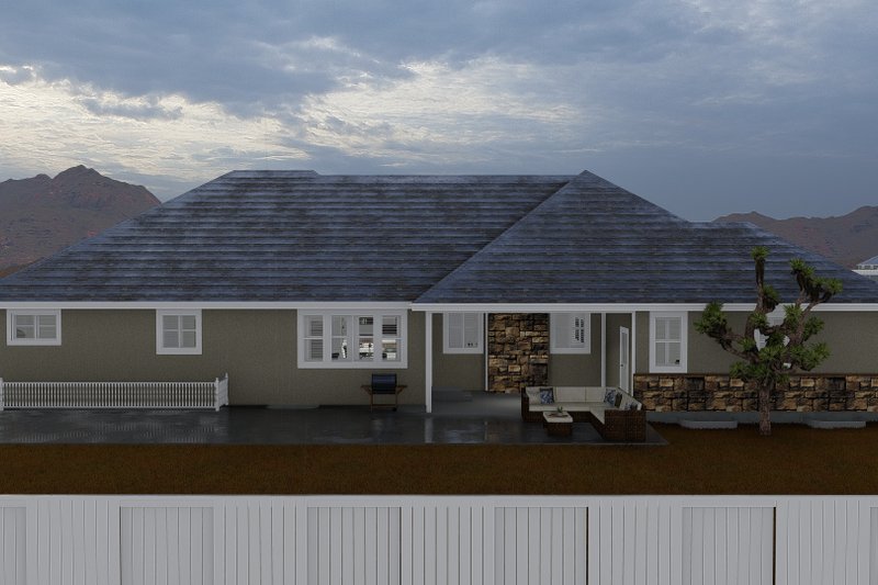 Architectural House Design - Exterior - Rear Elevation for Craftsman House Plan #1060-237 - 2 bed, 3 bath