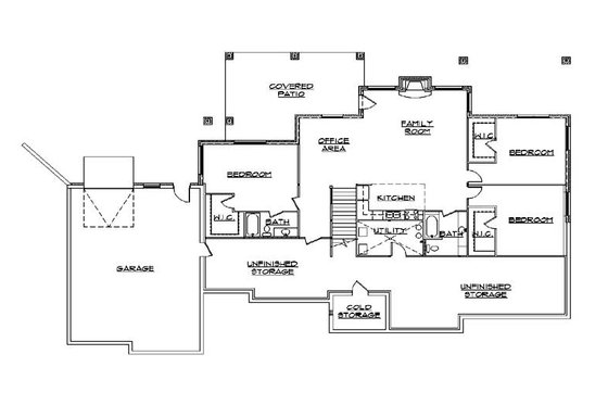 Floor Plan - Lower Floor for European House Plan #5-350 - 4 bed, 4 bath