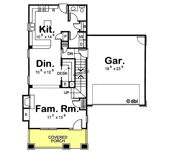 House Plan Design - Craftsman Floor Plan - Main Floor Plan #20-1219