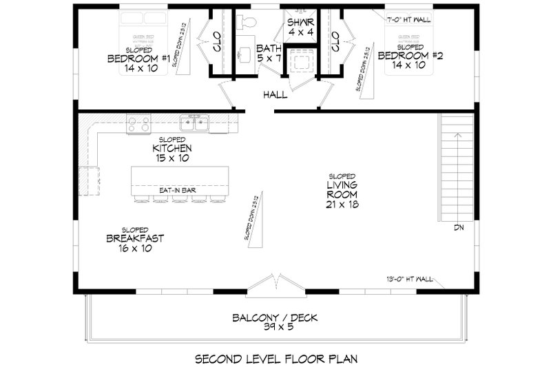 Architectural House Design - Floor Plan - Upper Floor for Beach House Plan #932-1088 - 2 bed, 1.5 bath