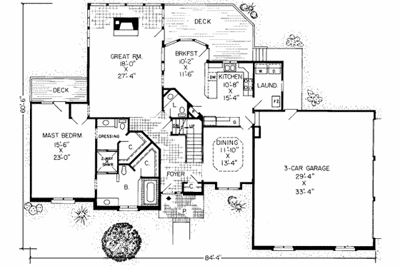 Floor Plan - Main Floor for European House Plan #312-224 - 3 bed, 2.5 bath