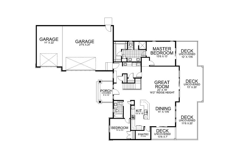 Architectural House Design - Floor Plan - Main Floor for Craftsman House Plan #112-200 - 2 bed, 2 bath