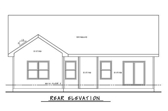Exterior - Rear Elevation for Craftsman House Plan #20-2405 - 2 bed, 2 bath