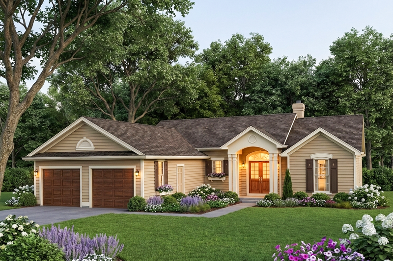 Home Plan - Exterior - Front Elevation 2 for Traditional House Plan #406-211 - 3 bed, 2 bath