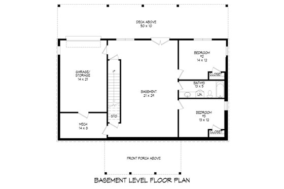 Floor Plan - Lower Floor for Farmhouse House Plan #932-388 - 4 bed, 3 bath