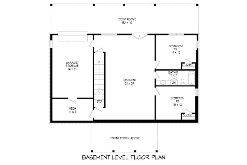 House Blueprint - Floor Plan - Lower Floor for Farmhouse House Plan #932-388 - 4 bed, 3 bath