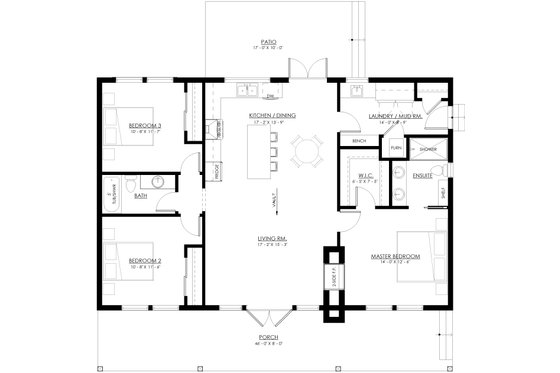 Floor Plan - Main Floor for Cabin House Plan #1114-6 - 3 bed, 2 bath