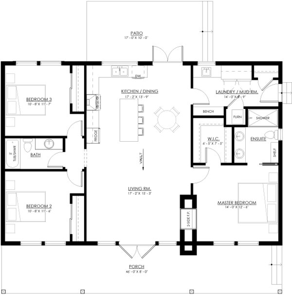 Cabin Floor Plan - Main Floor Plan #1114-6