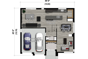 Floor Plan - Main Floor for Contemporary House Plan #25-4903 - 3 bed, 2.5 bath