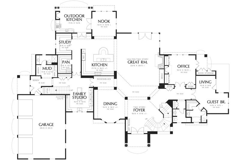 Architectural House Design - Floor Plan - Main Floor for European House Plan #48-962 - 5 bed, 6.5 bath