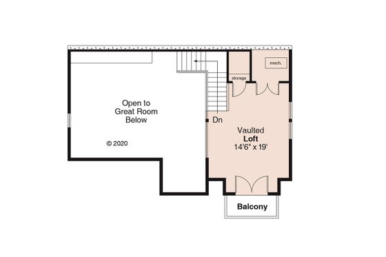 Floor Plan - Upper Floor for Craftsman House Plan #124-554 - 1 bed, 1 bath
